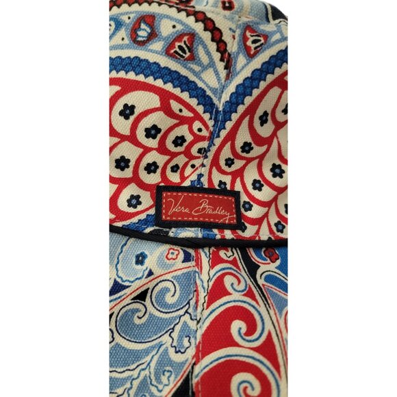 Vera Bradley Reversible Bucket Hat Red & Blue Paisley Floral Print Wide Brim - Picture 2 of 9
